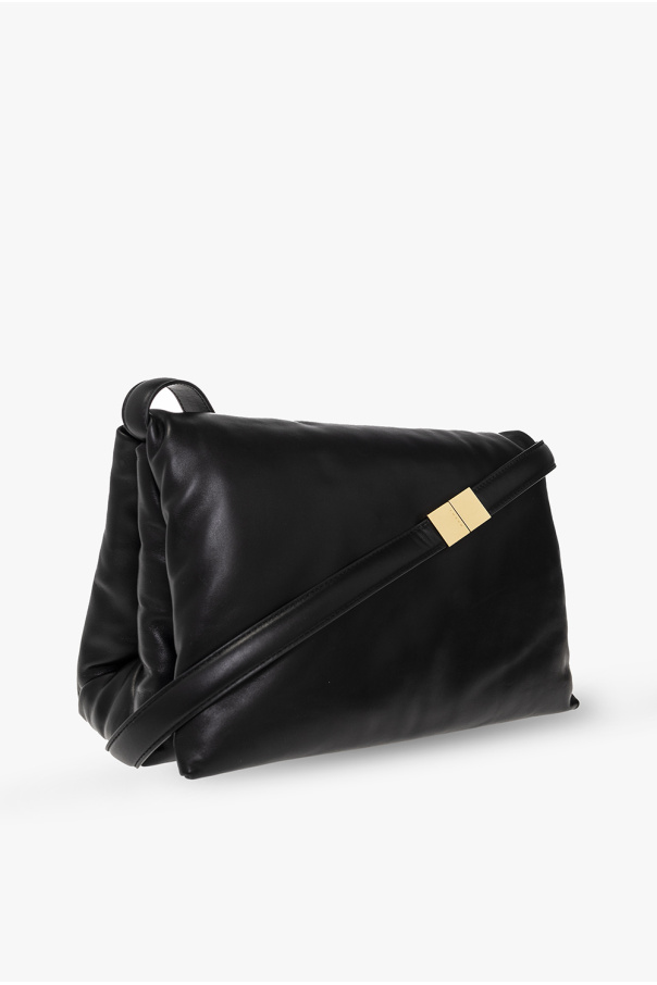 Marni daisy-print logo tote bag - Black 'Prisma' leather shoulder